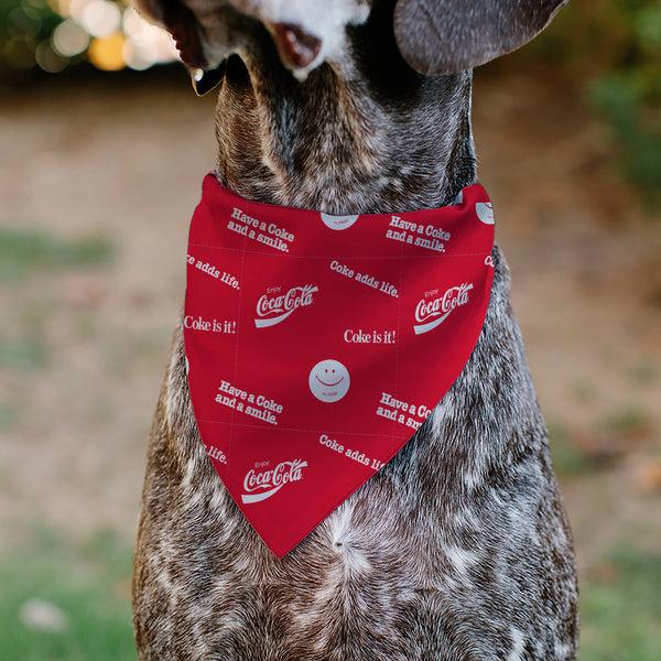 Buckle Down Pet Bandana - COCA-COLA Coke Quotes Scattered Red/White