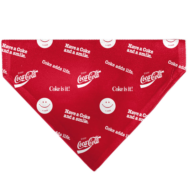 buckle down Pet Bandana - COCA-COLA Coke Quotes Scattered Red/White