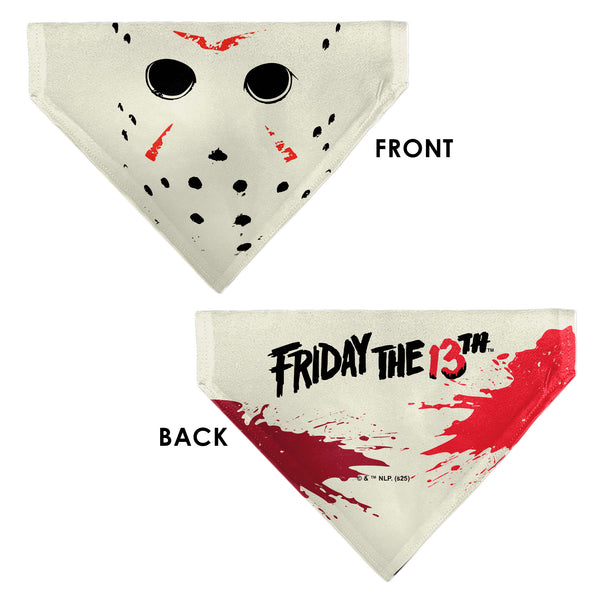 Buckle Down Pet Bandana - FRIDAY THE 13TH Hockey Mask Close-Up White/Black/Red