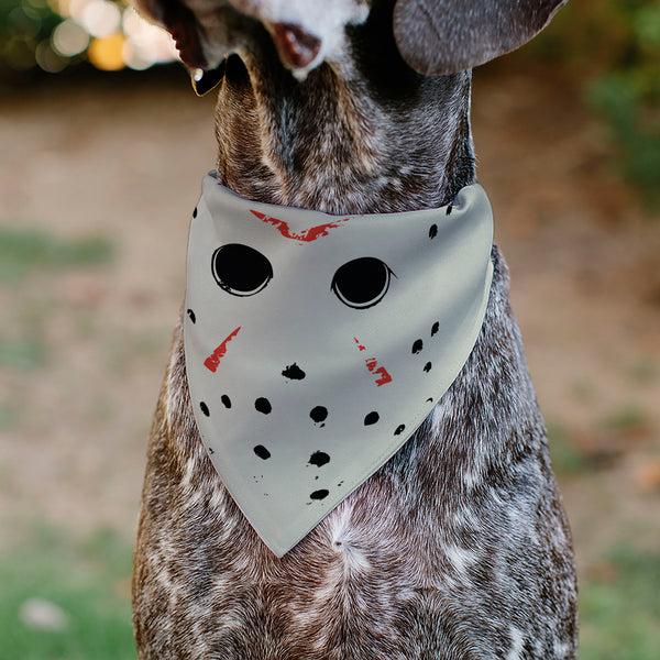 Buckle Down Pet Bandana - FRIDAY THE 13TH Hockey Mask Close-Up White/Black/Red