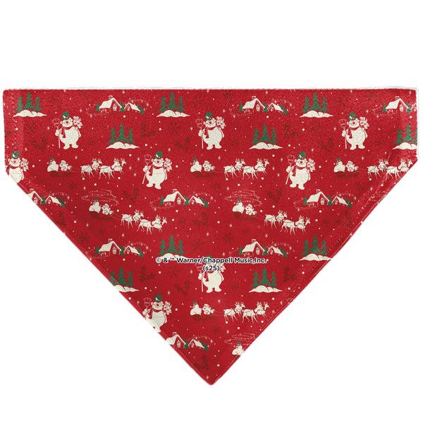 Buckle Down Pet Bandana - FROSTY THE SNOWMAN And Karen Pose And Title Logo Red/White/Green