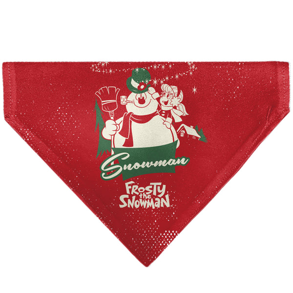 buckle down Pet Bandana - FROSTY THE SNOWMAN and Karen Pose and Title Logo Red/White/Green