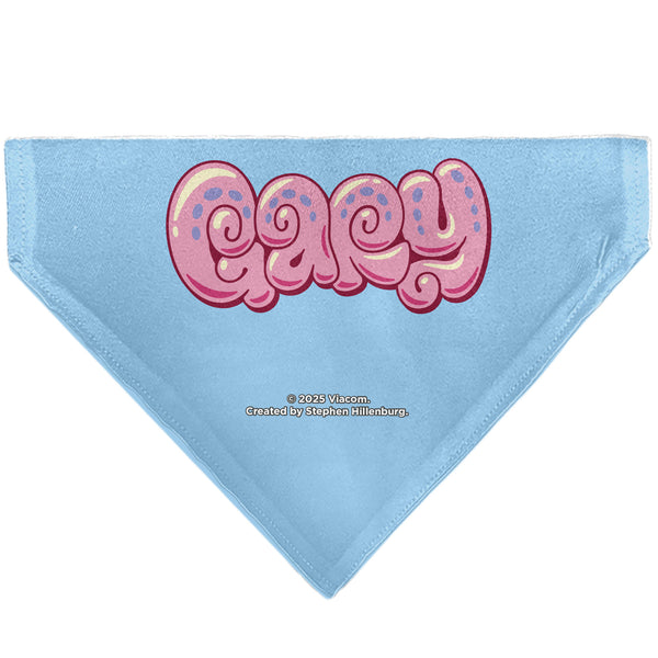 Buckle Down Pet Bandana - GARY The Snail Smiling Face Close-Up And Text Blue/Pinks