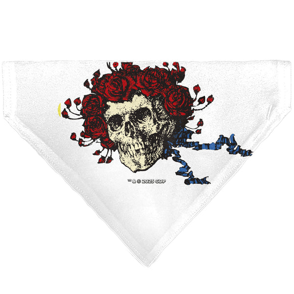 Buckle Down Pet Bandana - Grateful Dead Skull And Rose Face White