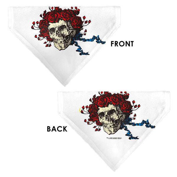 Buckle Down Pet Bandana - Grateful Dead Skull And Rose Face White