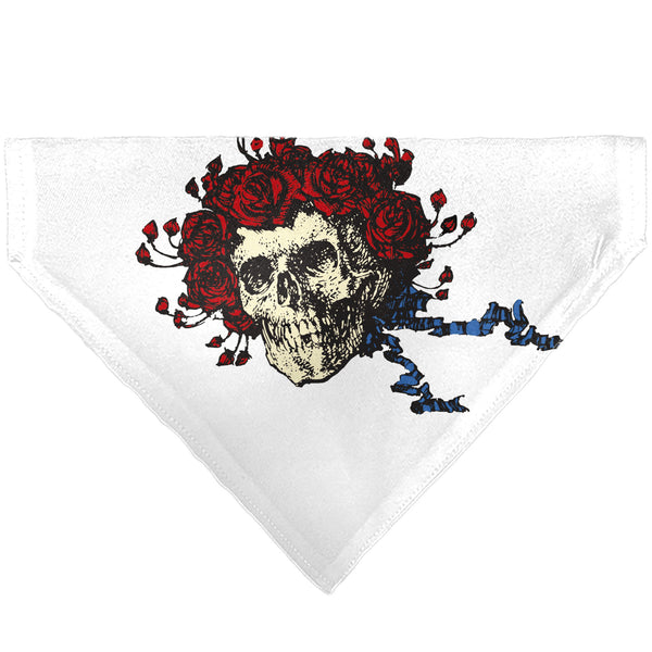 buckle down Pet Bandana - Grateful Dead Skull and Rose Face White