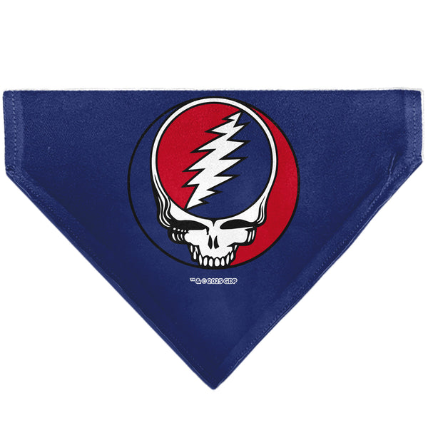 Buckle Down Pet Bandana - Grateful Dead Steal Your Face Logo Centered Red And Blue