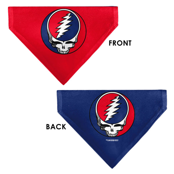 Buckle Down Pet Bandana - Grateful Dead Steal Your Face Logo Centered Red And Blue