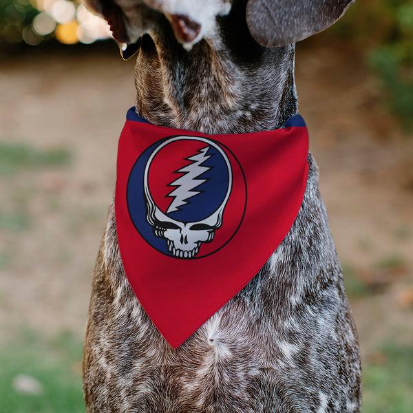 Buckle Down Pet Bandana - Grateful Dead Steal Your Face Logo Centered Red And Blue