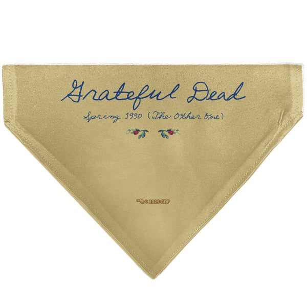 Buckle Down Pet Bandana - GRATEFUL DEAD THE OTHER ONE Roses And Text Tan/Blue/Red