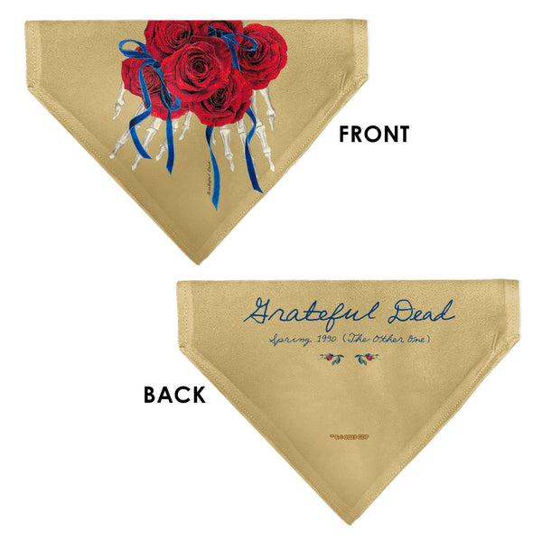 Buckle Down Pet Bandana - GRATEFUL DEAD THE OTHER ONE Roses And Text Tan/Blue/Red