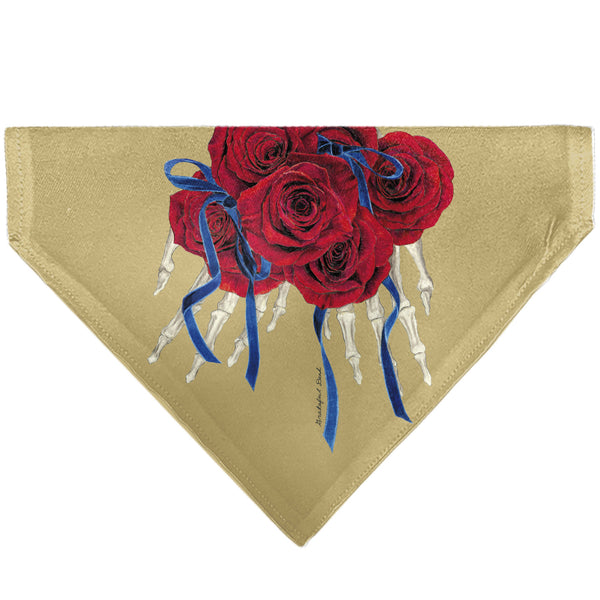 buckle down Pet Bandana - GRATEFUL DEAD THE OTHER ONE Roses and Text Tan/Blue/Red