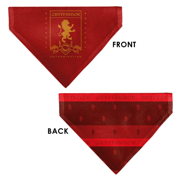 Buckle Down Pet Bandana - Harry Potter GRYFFINDOR Traits Banner And Icons Reds/Yellow