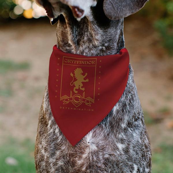Buckle Down Pet Bandana - Harry Potter GRYFFINDOR Traits Banner And Icons Reds/Yellow