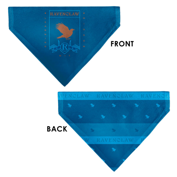 Buckle Down Pet Bandana - Harry Potter RAVENCLAW Traits Banner And Icons Blues/Yellow