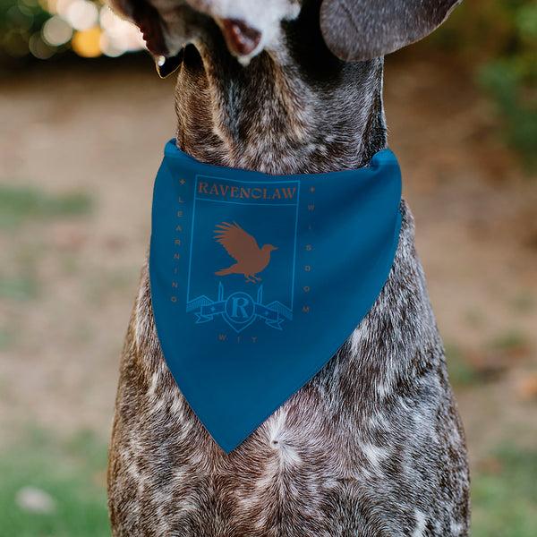 Buckle Down Pet Bandana - Harry Potter RAVENCLAW Traits Banner And Icons Blues/Yellow