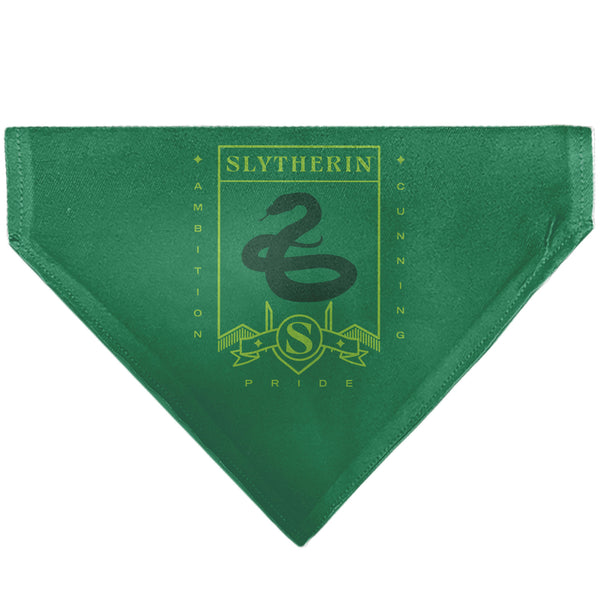 buckle down Pet Bandana - Harry Potter SLYTHERIN Traits Banner and Icons Greens/Yellow