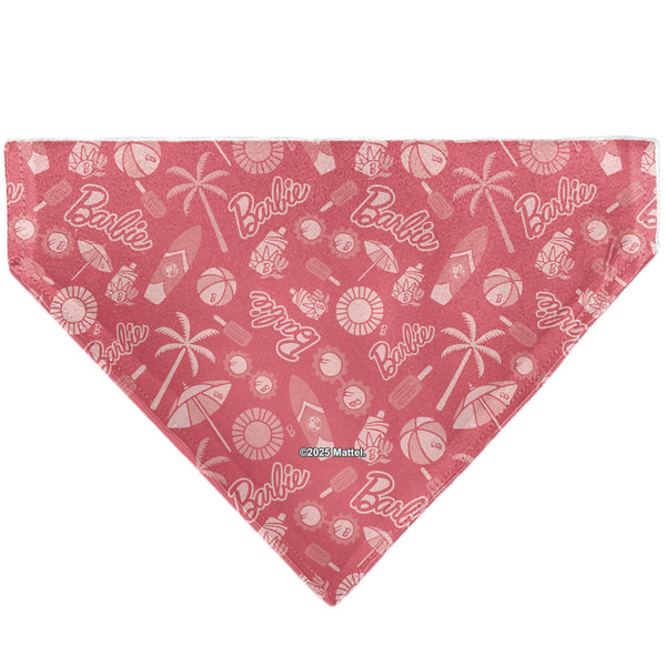 Buckle Down Pet Bandana - Malibu Beach BARBIE Script And Icons Collage Pinks
