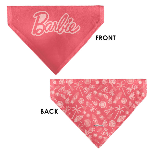 Buckle Down Pet Bandana - Malibu Beach BARBIE Script And Icons Collage Pinks