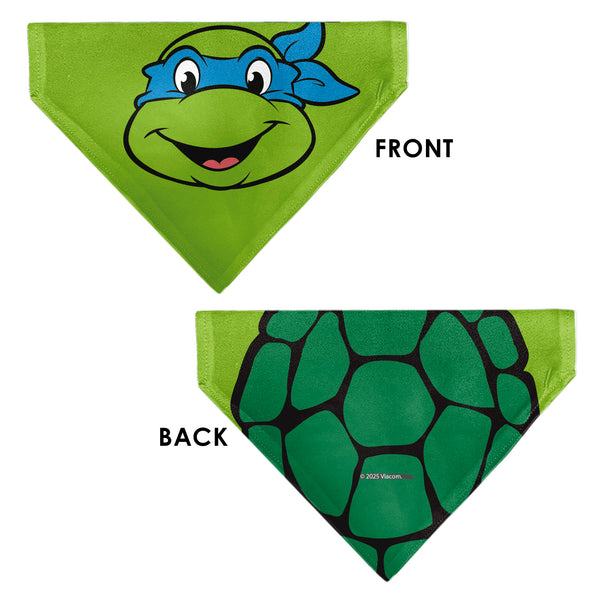 Buckle Down Pet Bandana - Ninja Turtles Leonardo Face And Turtle Shell Character Close-Up Green