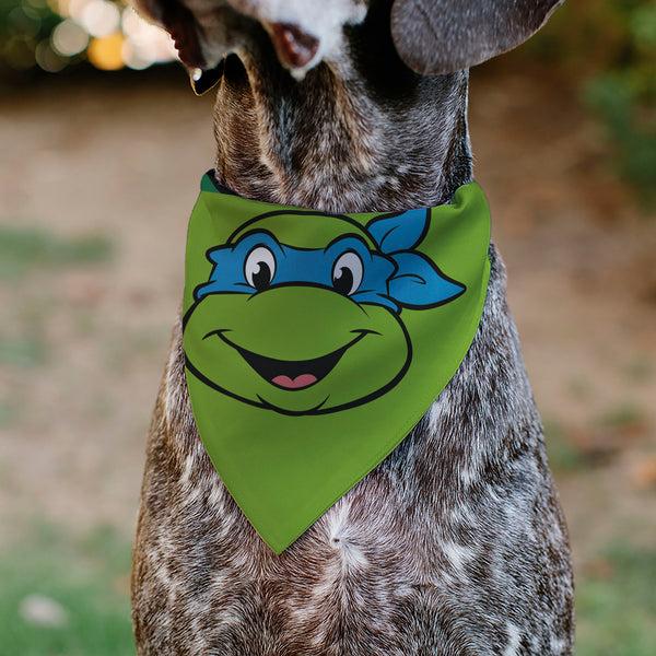 Buckle Down Pet Bandana - Ninja Turtles Leonardo Face And Turtle Shell Character Close-Up Green
