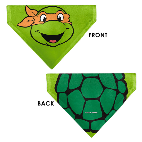 Buckle Down Pet Bandana - Ninja Turtles Michaelangelo Face And Turtle Shell Character Close-Up Green