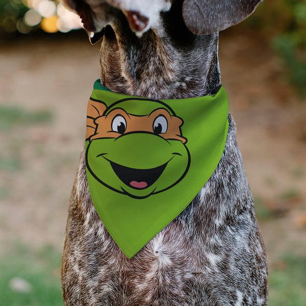 Buckle Down Pet Bandana - Ninja Turtles Michaelangelo Face And Turtle Shell Character Close-Up Green