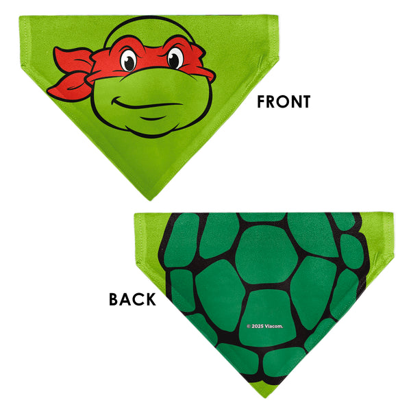 Buckle Down Pet Bandana - Ninja Turtles Raphael Face And Turtle Shell Character Close-Up Green