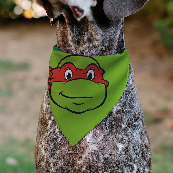 Buckle Down Pet Bandana - Ninja Turtles Raphael Face And Turtle Shell Character Close-Up Green