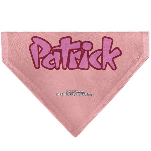 Buckle Down Pet Bandana - PATRICK Star Smiling Face Close-Up And Text Pinks/Reds
