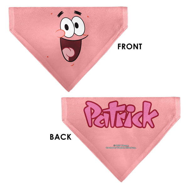 Buckle Down Pet Bandana - PATRICK Star Smiling Face Close-Up And Text Pinks/Reds