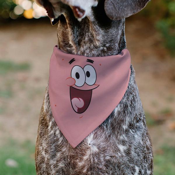 Buckle Down Pet Bandana - PATRICK Star Smiling Face Close-Up And Text Pinks/Reds