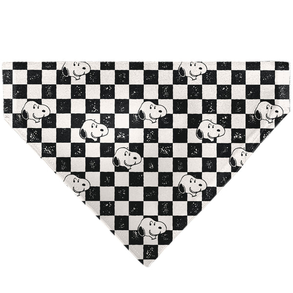 buckle down Pet Bandana - Peanuts Snoopy Smiling Face Checker Black/White
