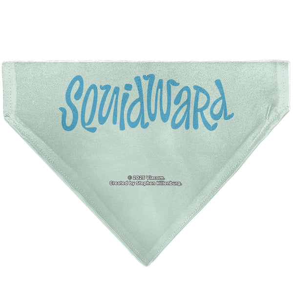 Buckle Down Pet Bandana - SQUIDWARD Frowning Face Close-Up And Text Blues