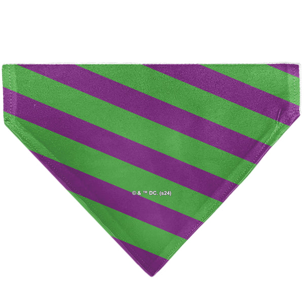 Buckle Down Pet Bandana - THE JOKER Title Logo And Stripe Green/Purple