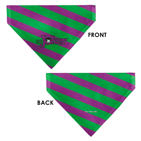 Buckle Down Pet Bandana - THE JOKER Title Logo And Stripe Green/Purple