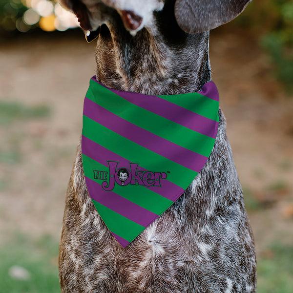Buckle Down Pet Bandana - THE JOKER Title Logo And Stripe Green/Purple