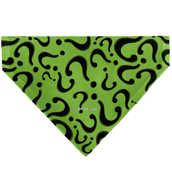 Buckle Down Pet Bandana - The Riddler Question Mark Logo Scattered Green/Black