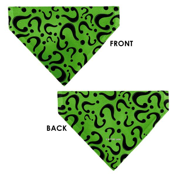Buckle Down Pet Bandana - The Riddler Question Mark Logo Scattered Green/Black