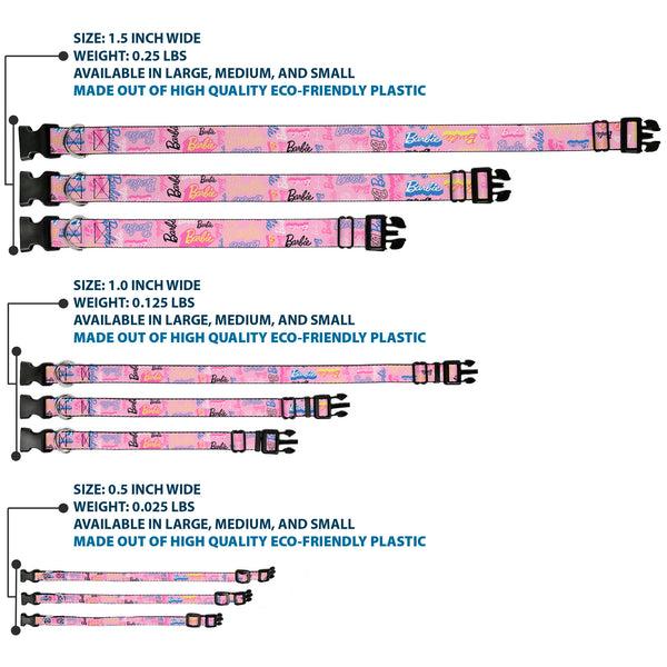 Buckle Down Plastic Clip Collar - BARBIE Script Signature Collage Pink/Multi Color