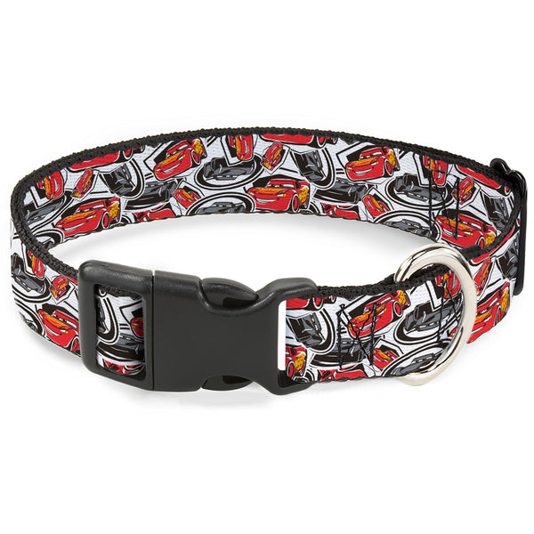 buckle down Plastic Clip Collar - Cars 3 Lightning McQueen/Storm Jackson Poses Scattered White