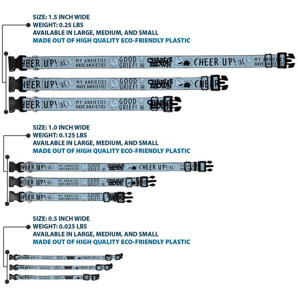 Buckle Down Plastic Clip Collar - CHARLIE BROWN Poses And Quotes Light Blue/Black