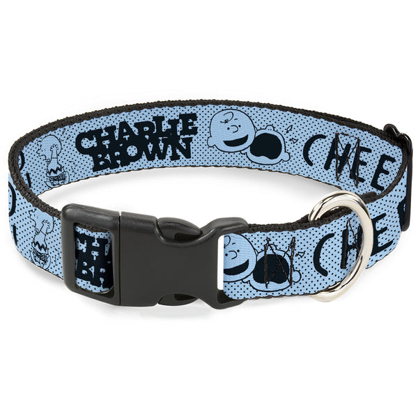 buckle down Plastic Clip Collar - CHARLIE BROWN Poses and Quotes Light Blue/Black