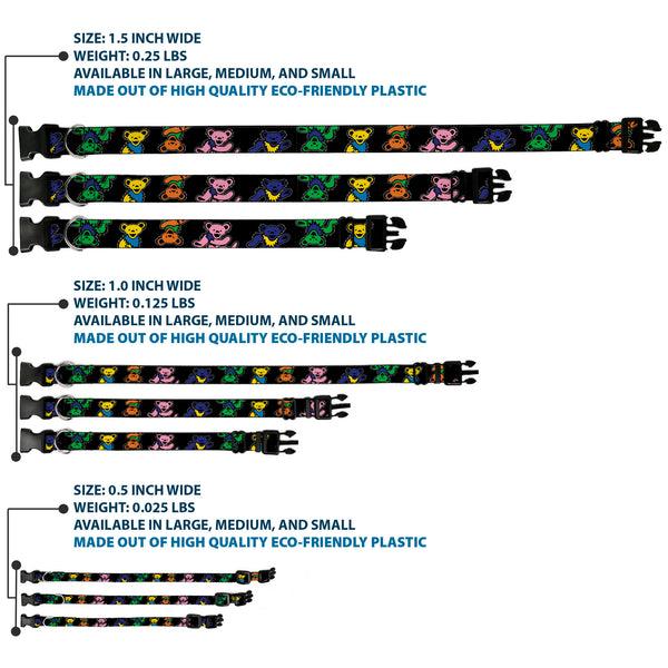 Buckle Down Plastic Clip Collar - Grateful Dead Dancing Bears Close-Up Black/Multi Color