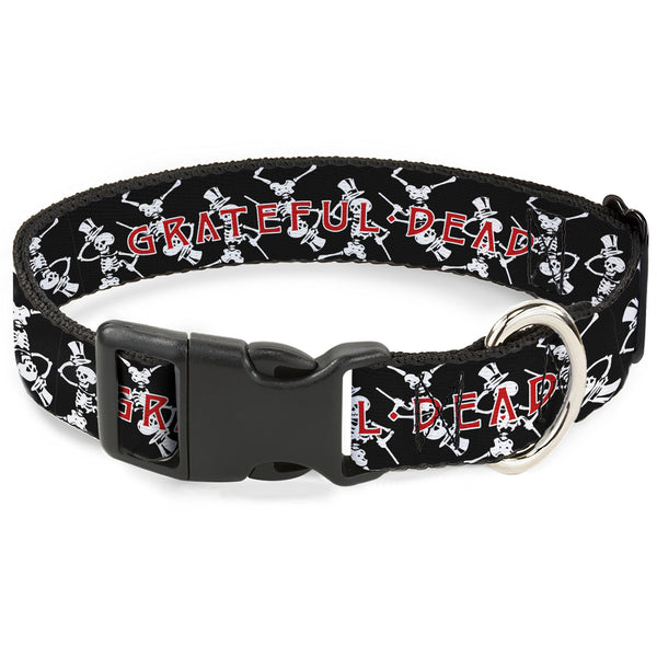 buckle down Plastic Clip Collar - GRATEFUL DEAD Dancing Skeletons and Text Black/White/Red