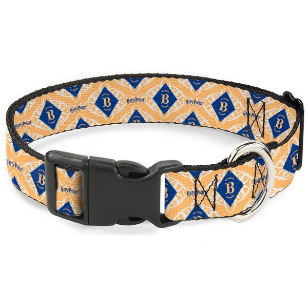 buckle down Plastic Clip Collar - HARRY POTTER Butterbeer Diamond Logo White/Yellow/Blue