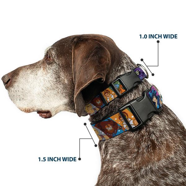 Buckle Down Plastic Clip Collar - Masters Of The Universe Character Block Stripe Poses Multi Color