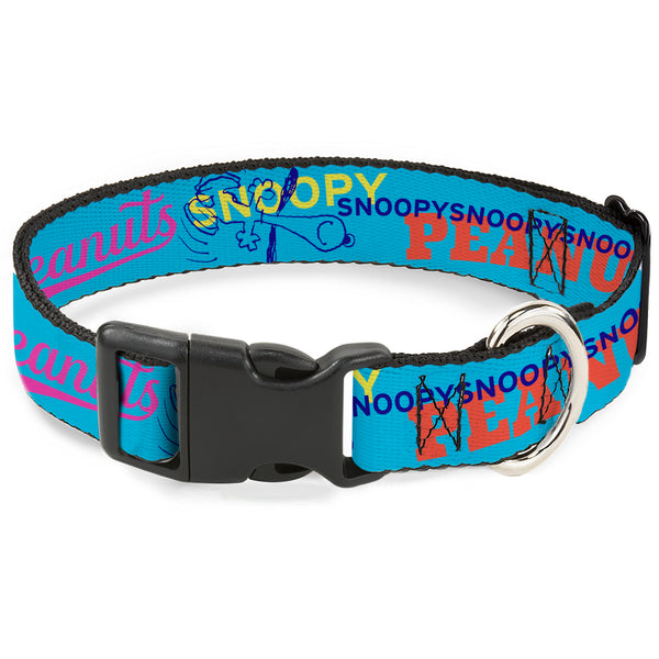 buckle down Plastic Clip Collar - PEANUTS Charlie Brown Snoopy and Woodstock Typography Collage Blue/Multi Color buckle down Plastic Clip Collar - PEANUTS Charlie Brown Snoopy and Woodstock Typography Collage Blue/Multi Color