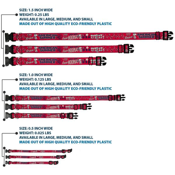 Buckle Down Plastic Clip Collar - Peanuts Gang AMERICAN SUMMER Poses Red/Blue/White