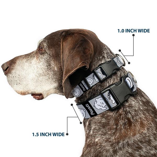 Buckle Down Plastic Clip Collar - Peanuts Gang Expressions Gray/Black/White